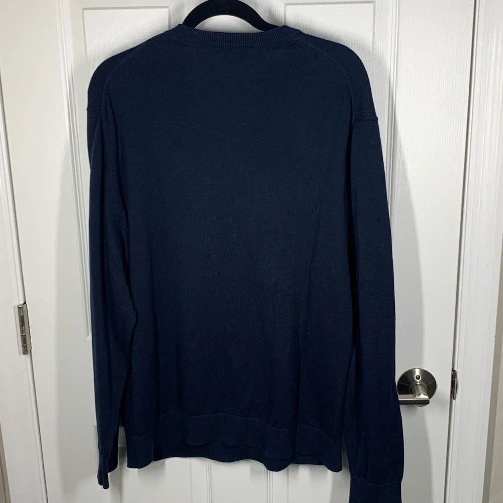 Daniel Cremieux Signature Collection Pima Cotton Navy v-neck sweater size large - Picture 2 of 6